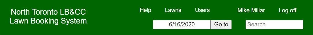 The green toolbar with Help, Lawns, Users, a date box and a Go to button
